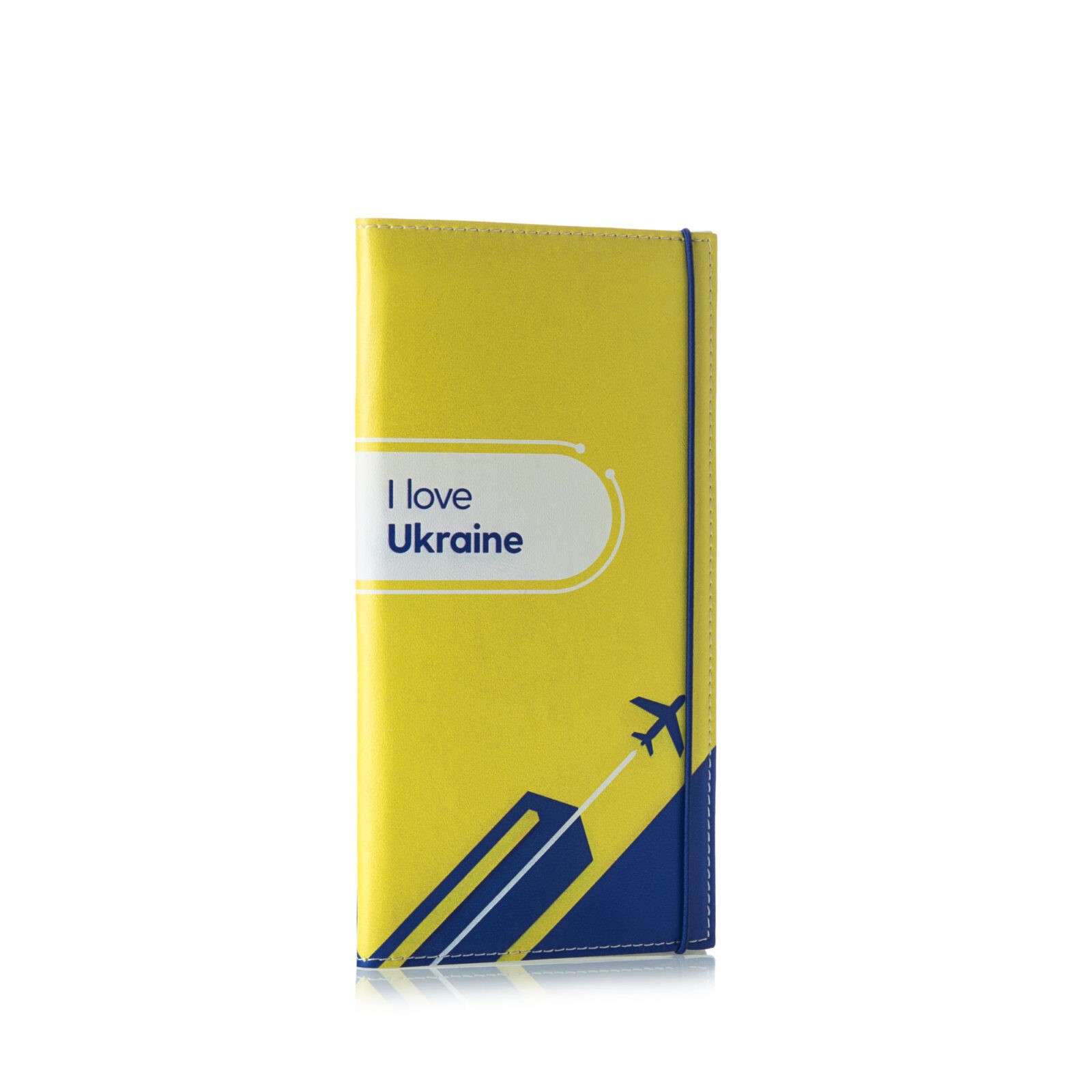 Жовтий дорожнє портмоне з текстом "I love Ukraine".